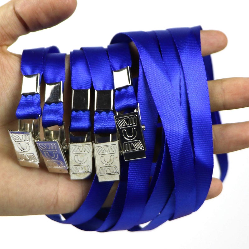 Ollain Lanyards for Id Badges Nylon Neck Flat Cruise Lanyard Bulldog Clips Durably Lanyards for Men Women Office ID Name Tags and Badge Holders (Blue, 50 Pack) - Image 5